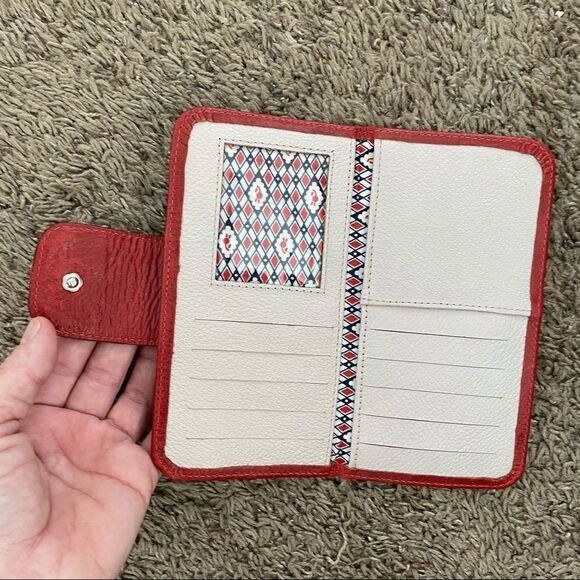 SJ red leather bi fold wallet - Picture 5 of 6